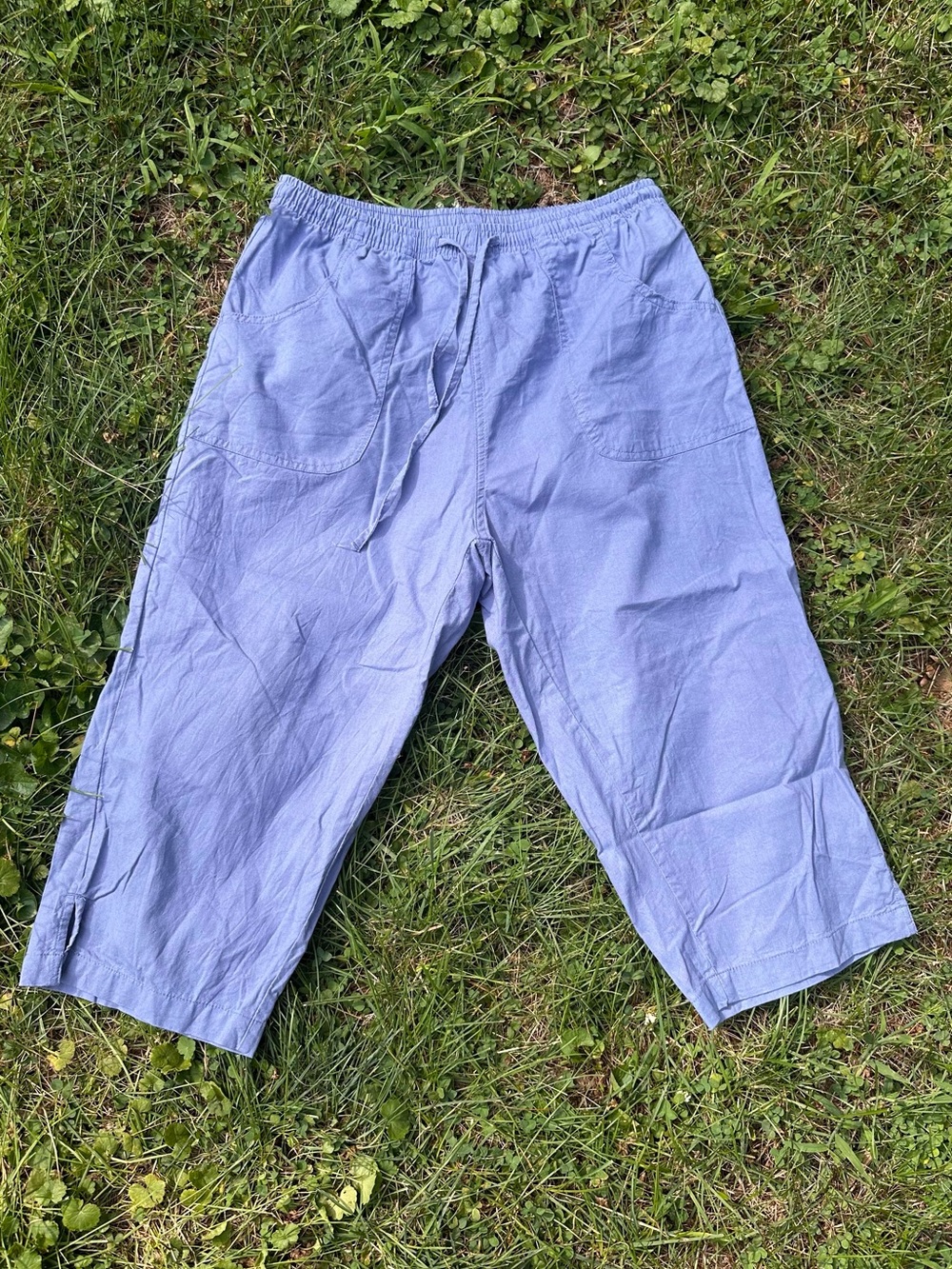 90’s Vintage 100% Cotton Jordana Light Blue Athletic Drawstring Capri Scrub Blue